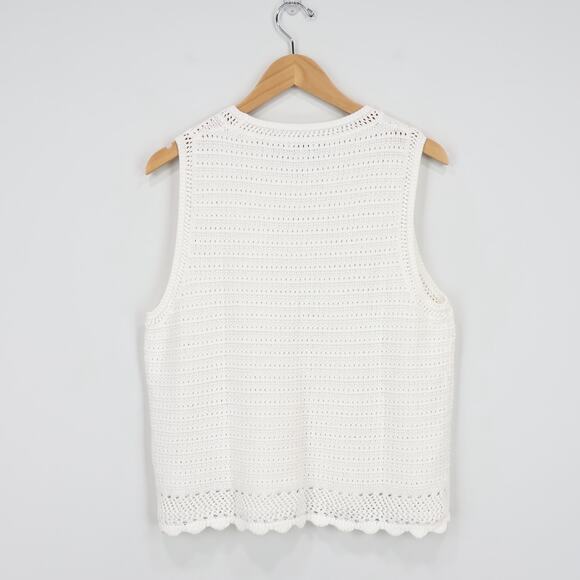 J.Crew Factory Crochet Sweater Tank Ivory Size XL NWOT - Picture 5 of 7